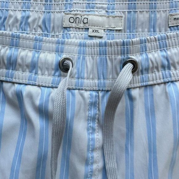 Onia Charles 7" Blue White Striped Swim Trunks Size XXL‎ Pockets - Picture 3 of 10